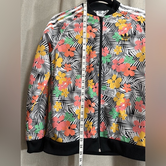 Adidas Originals Palm Tree Floral Print Girls Track Jacket - Size L - 13-14 Yrs - Picture 9 of 9
